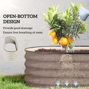 Kit Orto Rialzato Zincato 1.93m x 0.61m x 0.43m con Fioriera in Metallo e Bordo di Sicurezza Color Crema - Product Image 5