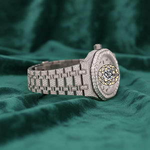 Reloj de Lujo para Mujer con Diamantes, Caja Redonda de Acero Inoxidable, Movimiento de Cuarzo Analógico, Cristal, Cierre Desplegable, 41 mm - Product Image 3