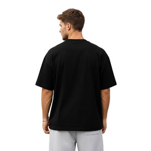 เสื้อยืดคัสตอมผู้ชายทรงโอเวอร์ไซส์ แขนสั้น คอตตอน 100% หนานุ่ม ตัดเย็บทรงบ็อกซี่ ไหล่ตก ผ้ายืดโพลีเอสเตอร์ผสมสแปนเด็กซ์ พร้อมสกรีนโลโก้ตามสั่ง - Product Image 4