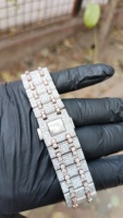 Montre automatique de luxe sportive en acier inoxydable avec cadran en cristal entièrement serti de moissanite, bracelet style hip-hop, mouvement mécanique, cadran de 41 mm