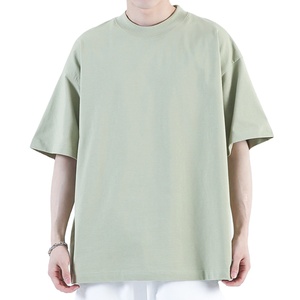 เสื้อยืด100% คอปกหนาสำหรับผู้ชายเสื้อยืดผ้าฝ้ายสีขาวทึบทึบทึบ - Product Image 5