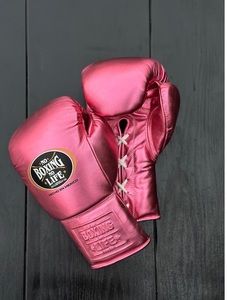 Guantes de Boxeo Personalizados de Piel de Vacuno Auténtica Color Rosa 'No Boxing No Life', con Cordones, Ligeros, Transpirables, Unisex, para Entrenamiento de MMA - Product Image 6