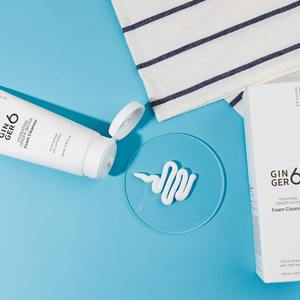 Limpiador facial de limpieza profunda para piel grasa, gel limpiador calmante que hidrata, cuidado para el acné, limpiador diario en espuma con agua de jengibre - Product Image 5