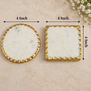 Juego de 2 posavasos redondos y cuadrados de ágata estándar de latón AK, posavasos de mármol de ágata único para Decoración de mesa/artículo de cocina - Product Image 3