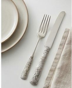 <b>Vintage</b> Silver Plated Metal Flatware Set Knife Fork Matte Finish Dishwasher Safe Wedding <b>Cutlery</b> Home Use - Product Image 4