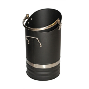 Seau à charbon en métal noir de grande taille avec poignée, seau à charbon pour la maison, le jardin, accessoires pour cheminée - Product Image 5