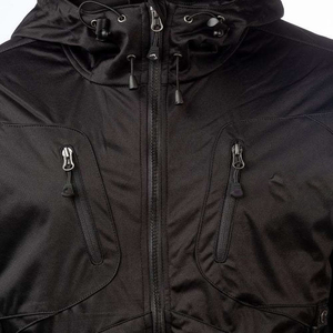 Men's Black Hooded Windproof Winter Jacket Full Sleeve Zipper Front Sporty Style Solid Color Polyester Outdoor Apparel - Product Image 6