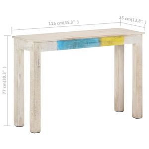 Table console rectangulaire robuste en bois de mangue blanc - Product Image 5