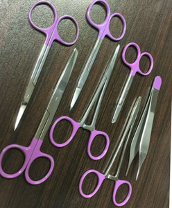 Juego de Instrumentos Quirúrgicos de Acero Inoxidable con Mango Morado, Herramientas Manuales para Uso Hospitalario, Clase I, Certificación CE, Antiestático - Product Image 1