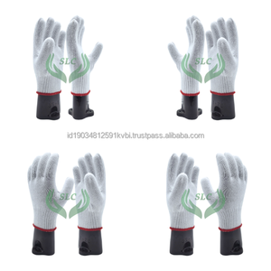 Gants de travail en coton tricoté avec bouts des doigts texturés antidérapants, gants de sécurité polyvalents, poignet tricoté, blanc - Product Image 2