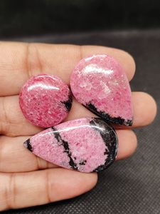 Rodonita natural rosa y negra, cabujón de piedra preciosa suelta, rodonita pulida, cabujones lisos para la fabricación de joyas, colgantes y anillos. - Product Image 4