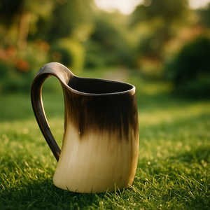 Taza de Cuerno de Búfalo Auténtica y Genuina, Artesanía de Cuerno de Búfalos Indios, Sambhal - Product Image 1