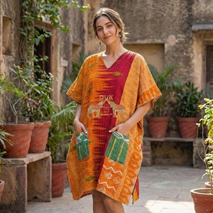 Buy Best Quality Handmade Cotton Embroidery Kantha Cotton Vintage <b>Kaftan</b> For women - Product Image 5