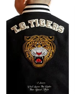 TRILACE Custom Embroidered Bomber Jacket Wool/Polyester Sleeve Varsity Style Unisex Casual Winter Quick Dry Outerwear - Product Image 4