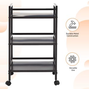 Chariot métallique robuste à roulettes – Organiseur de rangement polyvalent à 3 niveaux avec roues - Product Image 5