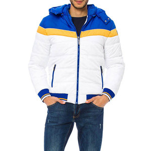 Latest Fashion Style Men Hooded Puffer <b>Jacket</b> With Front Zipper Color Panel Breathable <b>Waterproof</b> Winter Casual Outdoor <b>Jacket</b> - Product Image 1