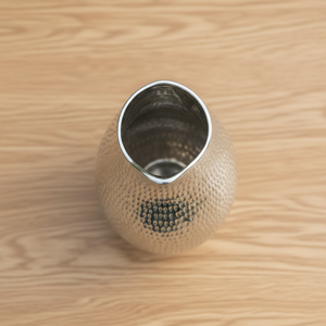 Handcrafted Silver Metal Flower <b>Vase</b> Pitcher Theme Featuring Textured Hammered Finish And <b>Unique</b> Ergonomic Handle For Decoration - Product Image 3