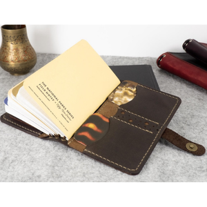 Carnet de notes en cuir fait main avec couverture en cuir grainé, porte-stylo, organiseur de journal de voyage, accessoire de lecture, poches rechargeables - Product Image 3
