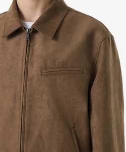 <b>Men's</b> Brown Suede Racer <b>Jacket</b> <b>Casual</b> Turn-down Collar Zipper Closure Regular Fit Autumn Wear - Product Image 3