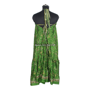 Nuevo Vestido Bohemio de Seda Sari para Mujer, Estilo Indio Vintage, Vestido Largo de Seda Sari, Elegante Vestido de Noche sin Mangas para Mujer - Product Image 6