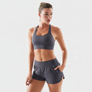 Conjunto Deportivo Personalizado para Mujer con Logotipo, Sujetador Deportivo y Pantalones Cortos Transpirables de Alta Elasticidad para Correr en Verano, MOQ 2 Piezas - Product Image 1