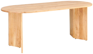 Table à manger moderne en bois massif d'acacia, design minimaliste élégant, forme ovale, base sur piétement, pour restaurant, maison, cuisine - Product Image 2