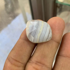 Cabochon d'agate bleue faite à la main, pierre précieuse naturelle d'agate bleue, taille ovale, pierre précieuse en vrac, agate bleue - Product Image 3