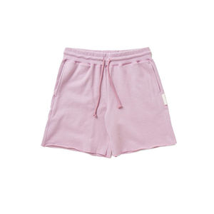 Pink Cotton Men's Casual Shorts With Drawstring Waist And Pockets Mid Rise Solid Color <b>Knitted</b> Fabric Breathable Design - Product Image 1