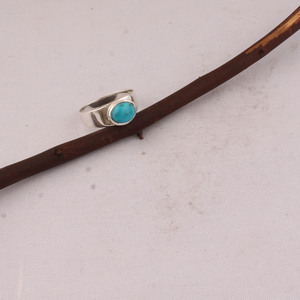 Wholesale 925 Sterling Silver Oval Turquoise <b>Ring</b> Bezel Set Natural Turquoise Cabochon <b>Plain</b> Band Gemstone Wedding Fine Jewelry - Product Image 6