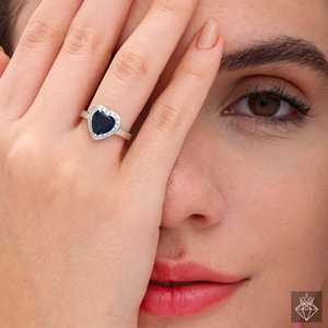 Anillo de banda de cristal de corazón AD antideslustre de tamaño ajustable PRAO - Product Image 1