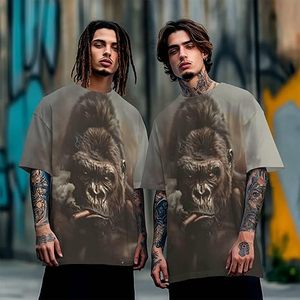 T-shirt à manches courtes pour homme avec impression photo de gorille fumant une pipe, col rond, coupe ample, style décontracté, écologique, personnalisable - Product Image 6