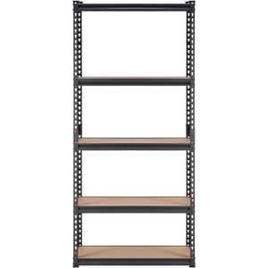 Scaffalatura da Garage a 5 Ripiani Regolabili, Capacità 900 Kg, Unità di Stoccaggio in Metallo, Scaffale Multiuso Nero - 35 Pollici - Product Image 5