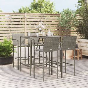 5 pezzi grigio Poly Rattan Patio Bar Set per mobili da esterno - Product Image 1
