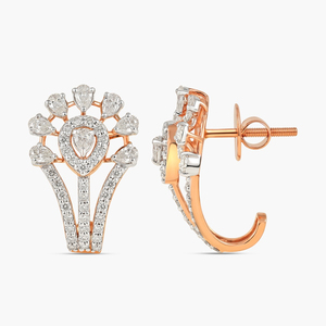 Rose Gold Diamond Flower <b>Stud</b> <b>Earrings</b> Pear Cut Women's Luxury Wedding Jewelry - Product Image 3