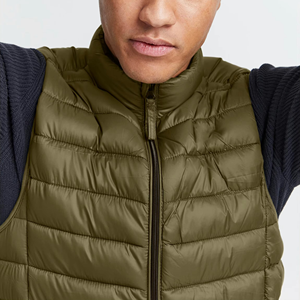Gilet matelassé personnalisé pour homme à col montant, avec extérieur en toile imperméable, coupe-vent, manches d'hiver, grandes tailles, service OEM - Product Image 6
