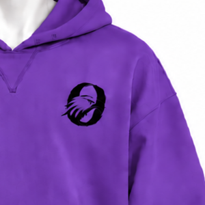 Purple Embroidered Border Hoodie Oversized Pullover <b>Fleece</b> <b>Sweatshirt</b> Decorative Hem Cuffs Kangaroo Pocket Casual Streetwear Top - Product Image 5