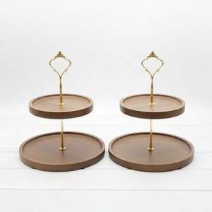 Contemporary 2 Tier Dessert Stand with Black Metal <b>Frame</b> for Cakes Pastries and Serving - Product Image 1
