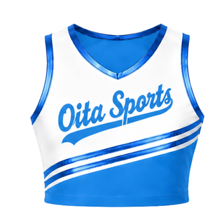 Camiseta Deportiva Azul para Animadoras, Sin Mangas, Corta, Transpirable, Ligera, Personalizable - Product Image 1