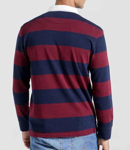 Fabricante de Ropa de Lujo, Camiseta Polo Casual de Manga Larga para Hombre, 100% Algodón de Alta Calidad con Rayas Anchas - Product Image 3