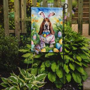 Multicolor Basset Hound huevo de Pascua caza jardín bandera buzón decorativo patio Banner para Patio ilustraciones camas de flores patio césped signo - Product Image 2