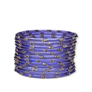 Premium Raindrop Blue Kashmiri Glass <b>Bangles</b> with Gold Stone Detailing Stylish for Bulk Supply and Export Quality - Product Image 2