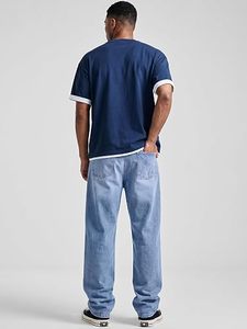 Jeans de Pierna Recta para Hombre, Cintura Media, Lavado a la Piedra, Algodón Denim, Corte Regular, Casual, Vintage, para Primavera, Resistentes al Viento e Impermeables - Product Image 2