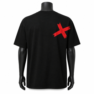 Men's Black Short Sleeve T-Shirt With <b>White</b> And Red Letter Print O-Neck Regular Fit Cotton Jersey Casual Graphic <b>Tee</b> - Product Image 3