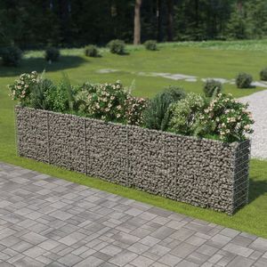Jardinière surélevée en gabion 177,2x19,7x39,4 pouces en acier galvanisé argenté, style rustique - Product Image 3