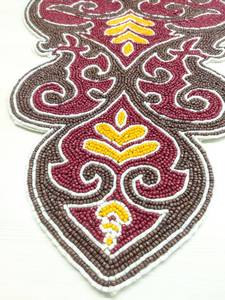 Handmade Luxury Oriental Fabric <b>Table</b> <b>Runner</b> Irregular Shape Red <b>Gold</b> Embroidered Eco-Friendly Decorative Mat for Dining - Product Image 4