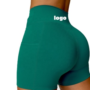 Shorts Deportivos de Cintura Alta Elástica para Mujer, de Spandex/Nailon, Ecológicos, Transpirables, para Entrenamiento, Yoga, Fitness, Running - Product Image 2