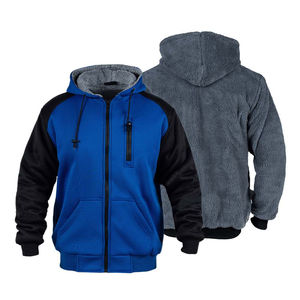 Men's Winter Sherpa Fleece Zip Up Hoodie Velvet <b>Work</b> <b>Sweatshirt</b> Windproof Breathable Hooded Jacket With Pocket - Product Image 4