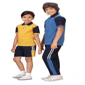 ชุดเดรสแขนสั้นเด็กผู้หญิงชุดเครื่องแบบชุดกีฬาเสื้อยืดถักและกระโปรงกางเกง - Product Image 5