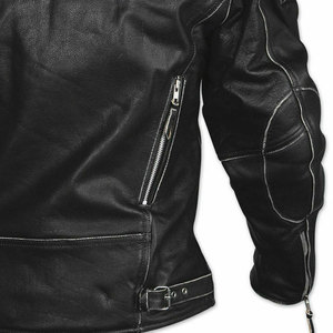 Chaqueta de Motociclista Personalizada para Hombre, de Cuero Genuino, con Cuello Alto, Cierre de Cremallera, Resistente al Viento, Estilo Motero, para Otoño - Product Image 5