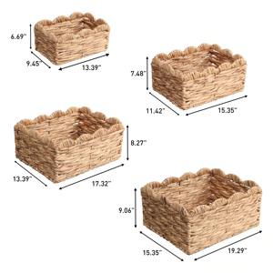 Ensemble de 4 paniers de rangement tissés à la main avec bord festonné, paniers de rangement faits à la main, vente en gros, écologiques, fabriqués au Vietnam - Product Image 4